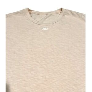 KITH‎ Men's XL Long Sleeve T-Shirt Beige Distressed Hem Casual Streetwear Top